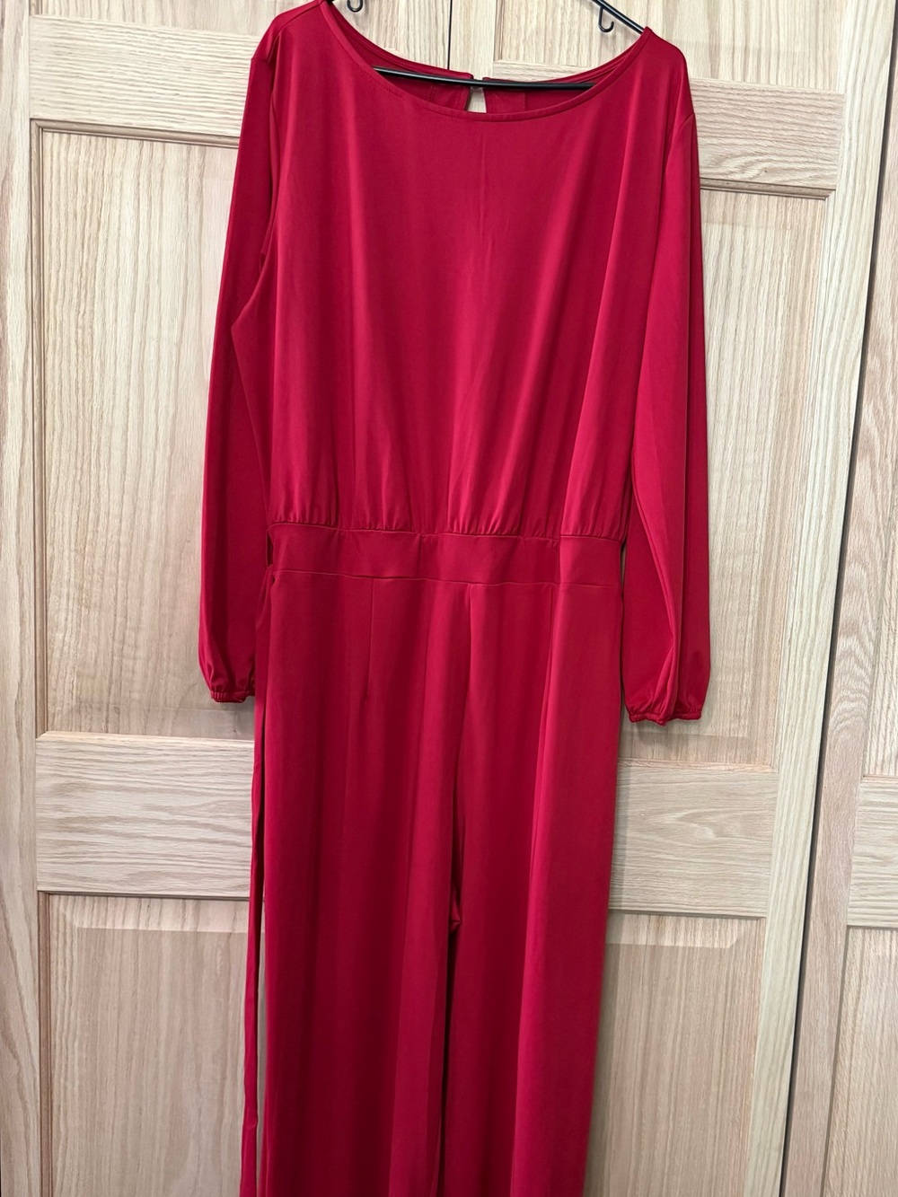 Women's Red Long-Sleeve Jumpsuit
